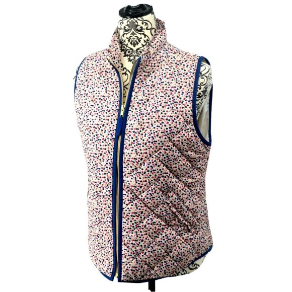 J.CREW MERCANTILE Women's Printed Ruffle Puffer Vest SIZE SMALL Floral - Picture 2 of 7